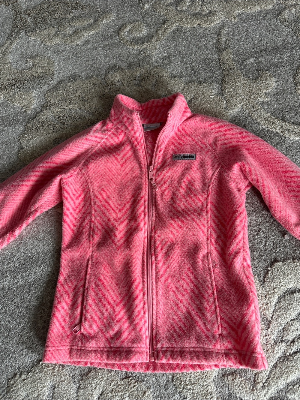 Columbia Girls' medium (10-12)Coral Pink Full-Zip Fleece Jacket